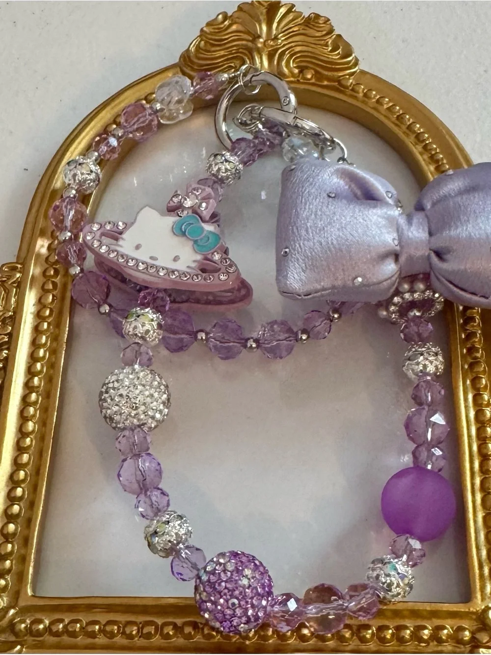 New Lavender Bow Crystal Beaded Phone Chain/Bag Chain